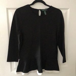 Lauren by Ralph Laure black peplum top